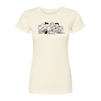 Juniors' Peanuts Group Fitted Graphic Tee