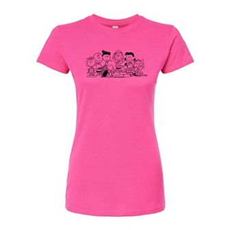 Juniors' Peanuts Group Fitted Graphic Tee