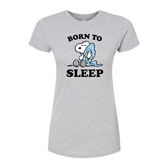 Juniors' Peanuts "Born To Sleep" Fitted Graphic Tee
