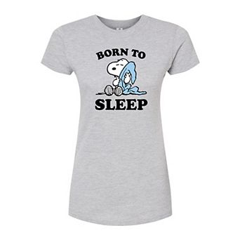 Juniors' Peanuts "Born To Sleep" Fitted Graphic Tee