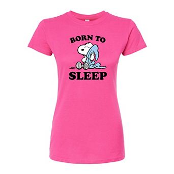 Juniors' Peanuts "Born To Sleep" Fitted Graphic Tee