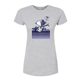 Juniors' Peanuts Ski Stripes Fitted Graphic Tee