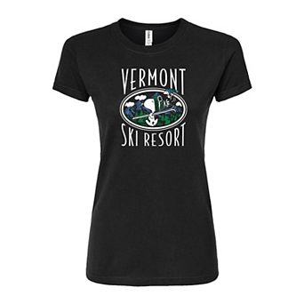 Juniors' Peanuts "Vermont Ski Resort" Fitted Graphic Tee