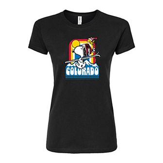 Juniors' Peanuts "Colorado" Ski Fitted Graphic Tee