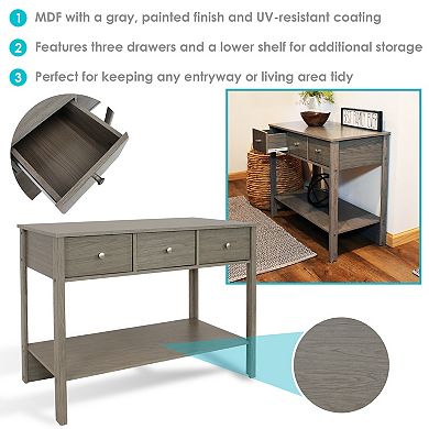 Sunnydaze Classic Entryway Table with Drawers - Thunder Gray - 30 in