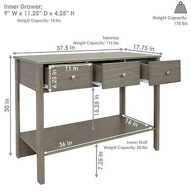 Sunnydaze Classic Entryway Table with Drawers - Thunder Gray - 30 in