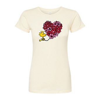 Juniors' Peanuts Floral Heart Graphic Tee