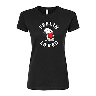 Juniors' Peanuts "Feelin' Loved" Graphic Tee