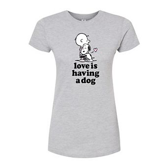Juniors' Peanuts "Love Is Having A Dog" Graphic Tee