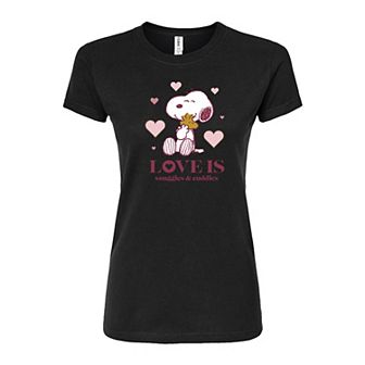 Juniors' Peanuts "Snuggles & Cuddles" Snoopy Graphic Tee