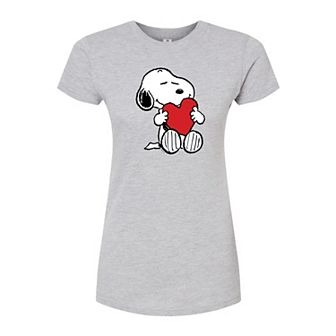 Juniors' Peanuts Snoopy Hug Graphic Tee