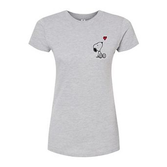 Juniors' Peanuts Snoopy Heart Graphic Tee
