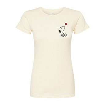 Juniors' Peanuts Snoopy Heart Graphic Tee
