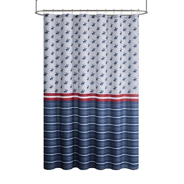 Gavin Blue Stripe Shower Curtain Set