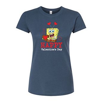 Juniors' SpongeBob "Happy Valentine's Day" Fitted Graphic Tee