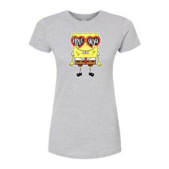 Juniors' SpongeBob "Love You" Glasses Fitted Graphic Tee
