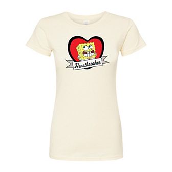 Juniors' Nickelodeon SpongeBob "Heartbreaker" Fitted Graphic Tee