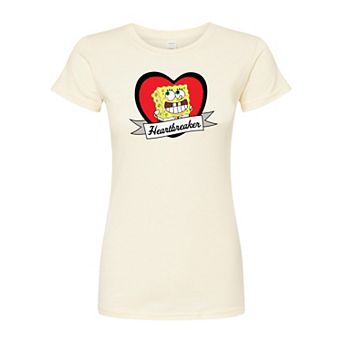 Juniors' Nickelodeon SpongeBob "Heartbreaker" Fitted Graphic Tee