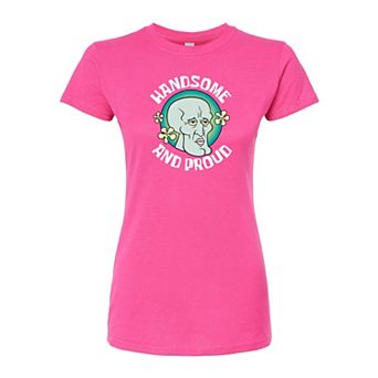 Juniors' SpongeBob "Handsome And Proud" Squidward Fitted Graphic Tee