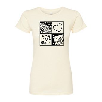 Juniors' Nickelodeon SpongeBob Grid Fitted Graphic Tee