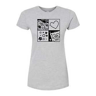 Juniors' Nickelodeon SpongeBob Grid Fitted Graphic Tee