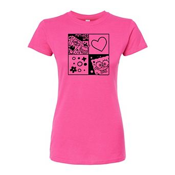 Juniors' Nickelodeon SpongeBob Grid Fitted Graphic Tee