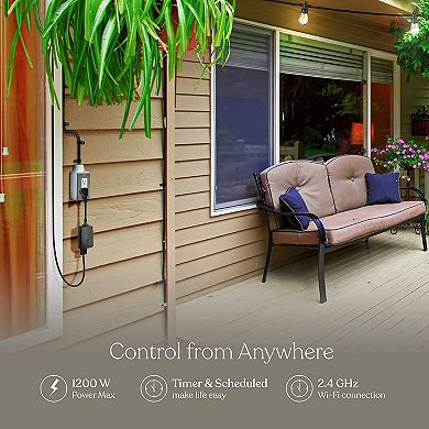 Brightech Smart Wi-fi Dual-socket Oudoor Plug With App Control, Timer, And Dimmer