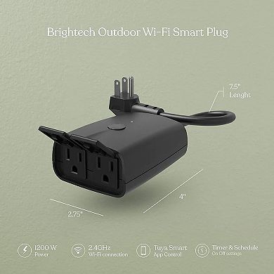 Brightech Smart Wi-fi Dual-socket Oudoor Plug With App Control, Timer, And Dimmer