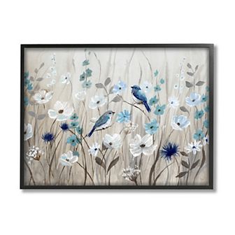 Stupell Home Decor Abstract Bird Flowers Framed Wall Art