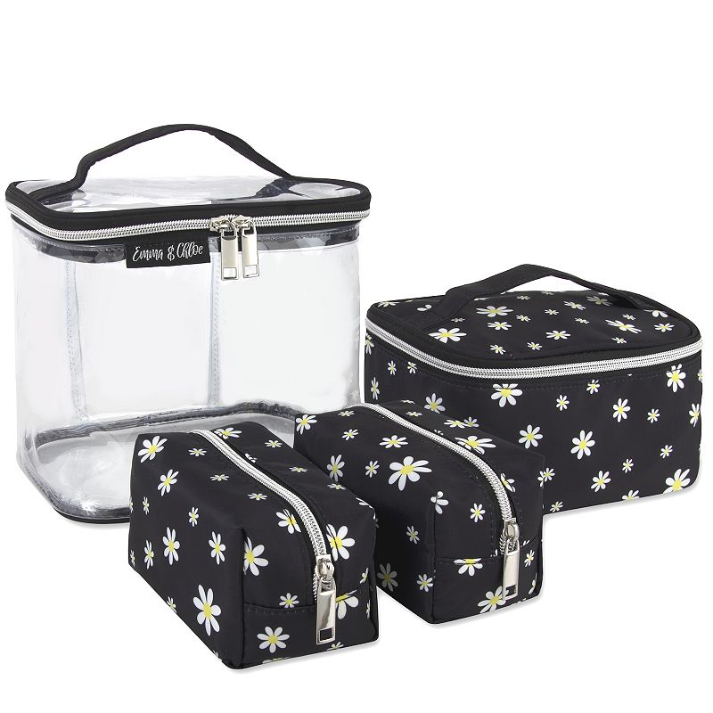 Emma & Chloe 4-Piece Travel Train Case Set, Black