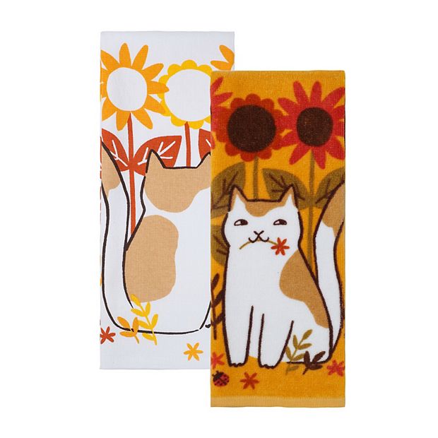 Celebrate Together 2 Pack Fall Field Cat Kitchen Towels