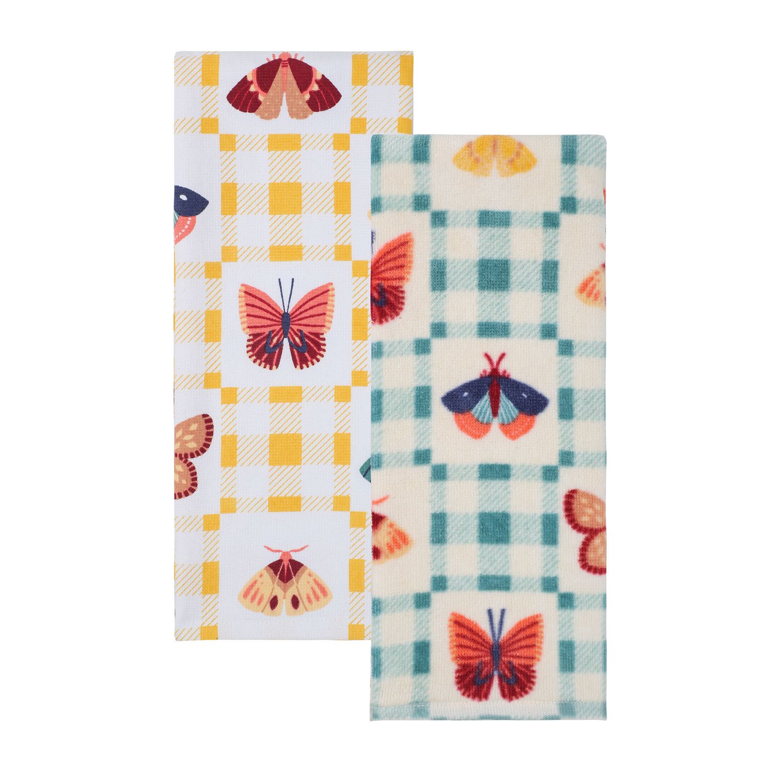 Celebrate Together 2 Pack Fall Checkered Butterfly Kitchen Towels   6109741