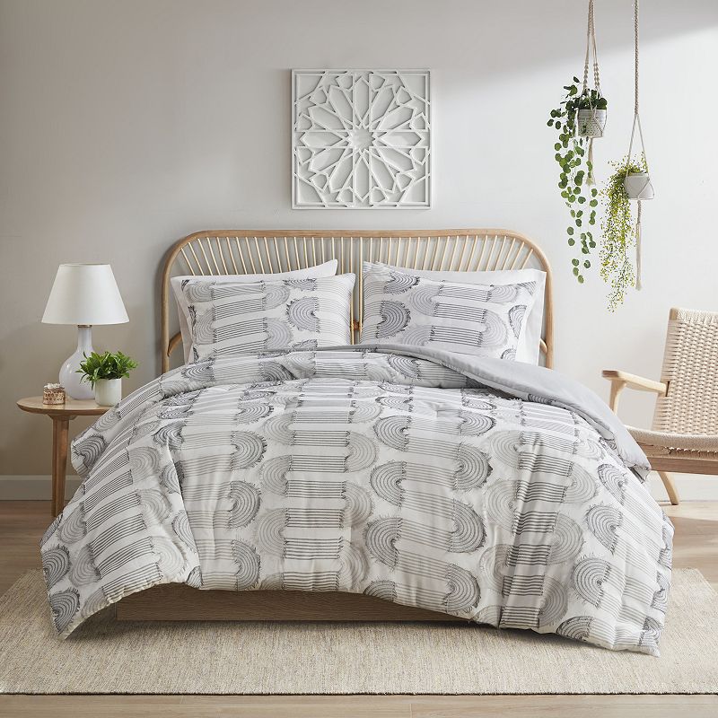 Intelligent Design Nova Geometric Clip Jacquard Comforter Set, Grey, Full/Q