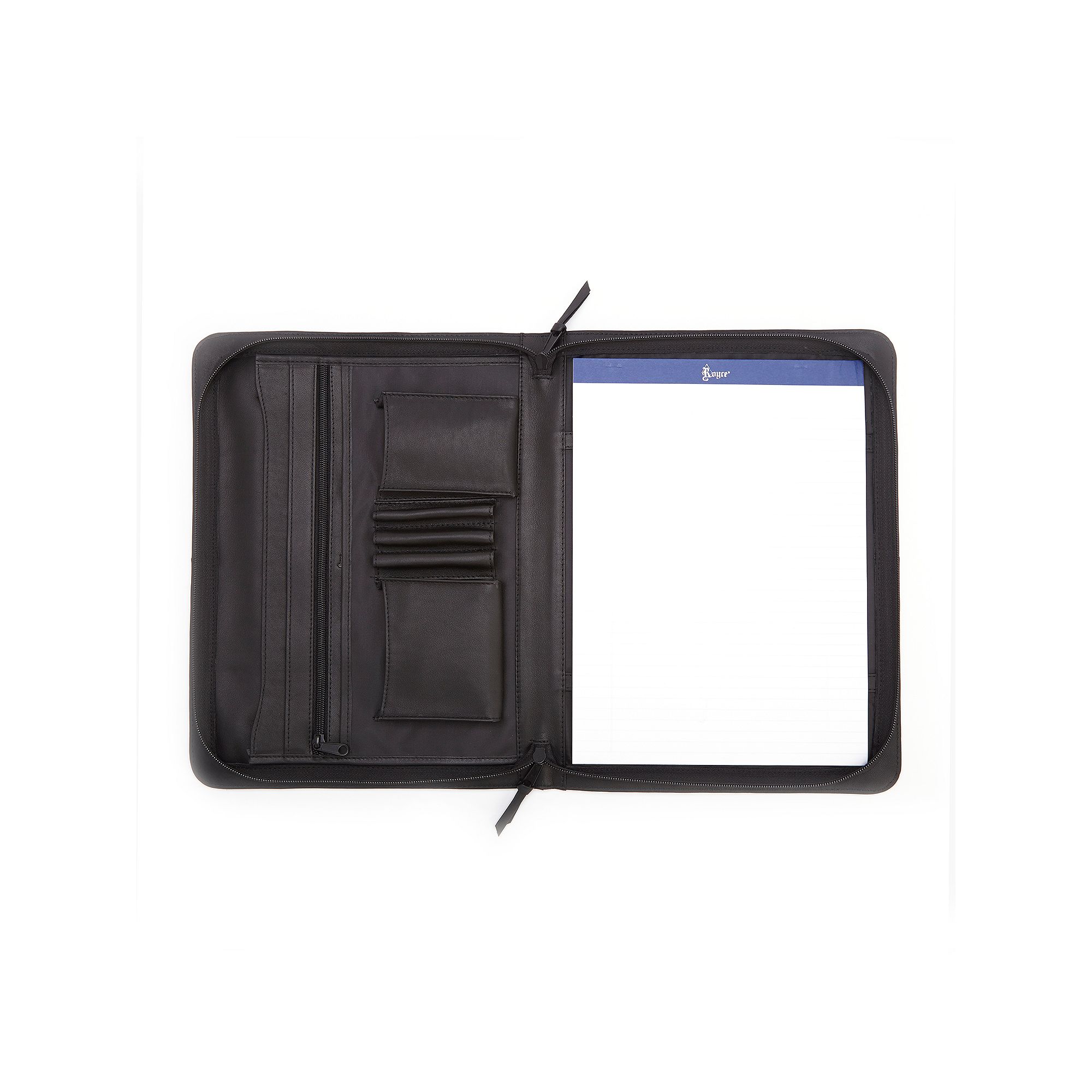 Royce Leather Executive Zip-Around Padfolio, Black