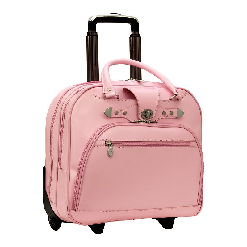McKlein Redwood 15-Inch Leather Wheeled Briefcase, Size: 15 CARRYON, Pink