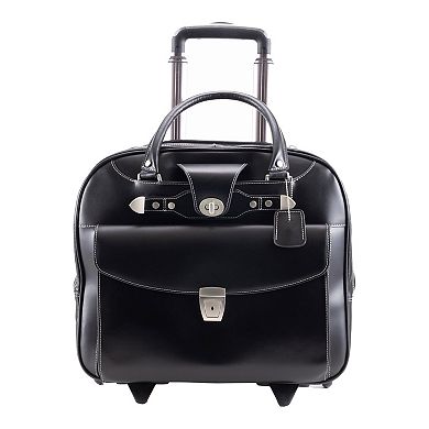 McKlein Denali 15-Inch Leather Wheeled Laptop Briefcase