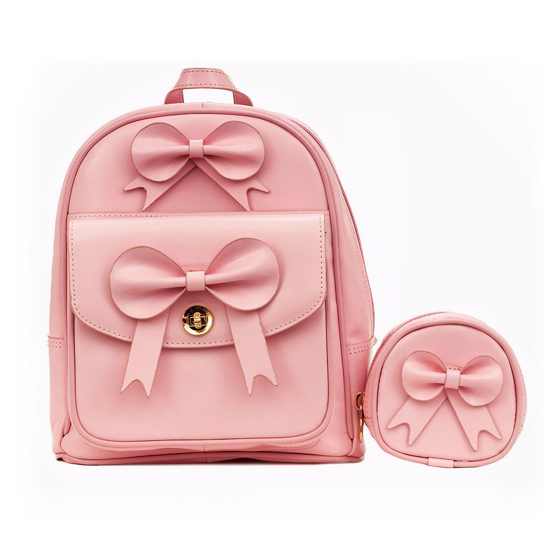 McKlein Acadia Leather Mini Bow Backpack, Pink