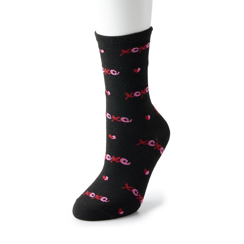 55735545 Womens Valentines Day Socks, Size: 9-11, Black sku 55735545