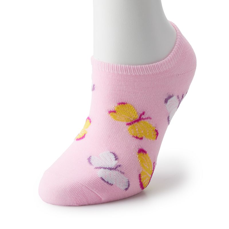 Fun Patterned No-Show Socks, Womens, Size: 9-11, White