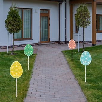 Northlight Pastel Easter Egg Pathway Marker Garden Stake 4 pc Set