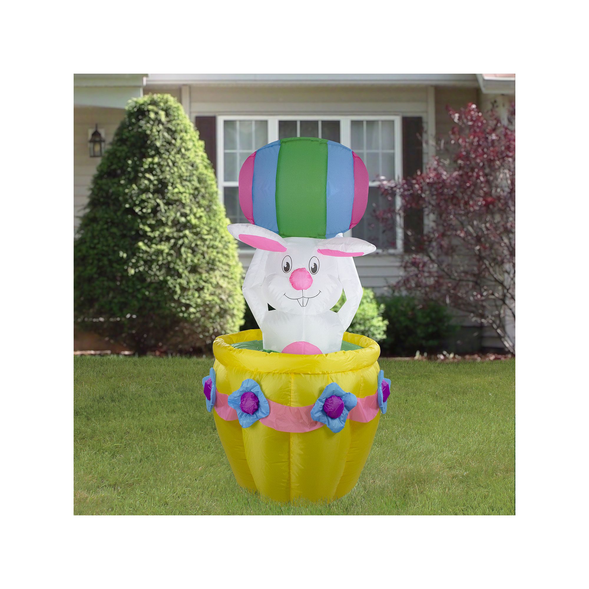 Northlight 5.5 Ft. LED Animated Inflatable Easter Bunny Basket Outdoor Deco