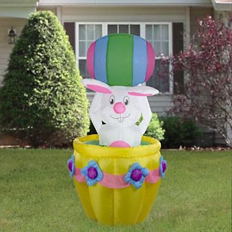Northlight 5.5 Ft. LED Animated Inflatable Easter Bunny Basket Outdoor Decor