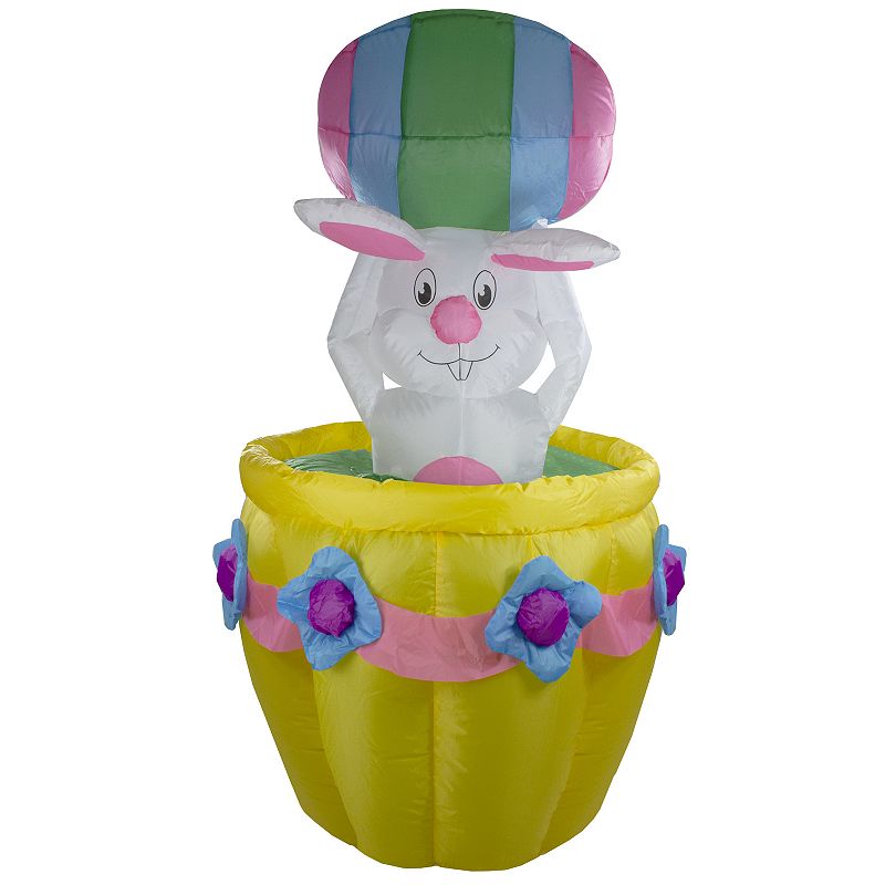Northlight LED Animated Inflatable Easter Bunny Basket Outdoor Floor Decor,