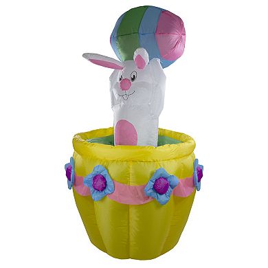 Northlight LED Animated Inflatable Easter Bunny Basket Outdoor Floor Decor