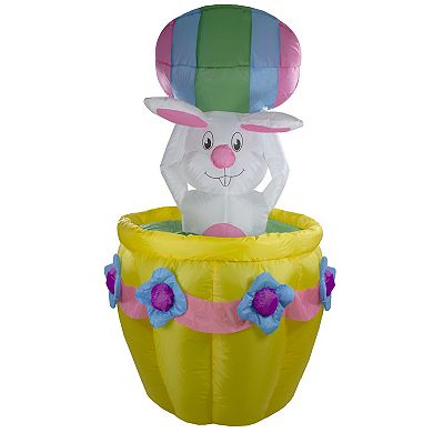 Northlight LED Animated Inflatable Easter Bunny Basket Outdoor Floor Decor