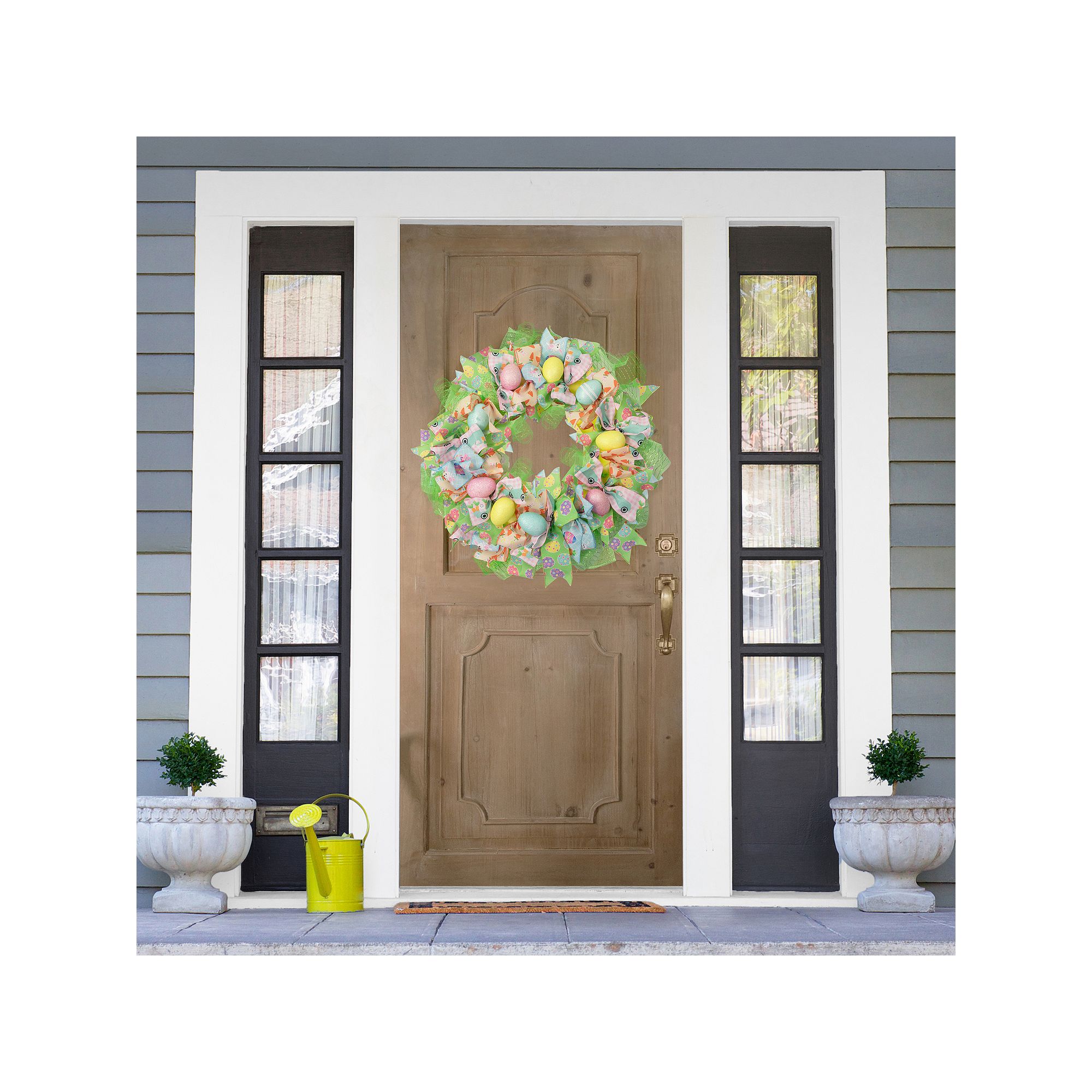 Northlight Pastel Easter Egg & Ribbons Artificial Wreath, Green