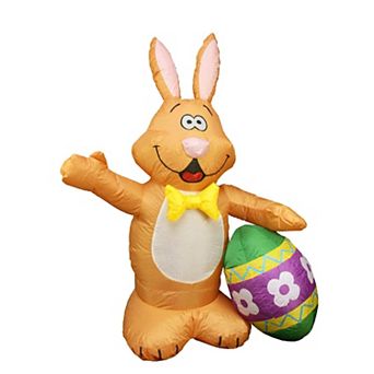 Northlight 4 Ft. Pre-Lit Inflatable Easter Bunny & Egg Outdoor Floor Decor