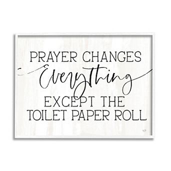 Stupell Home Decor Prayer Toilet Paper Roll White Framed Wall Art