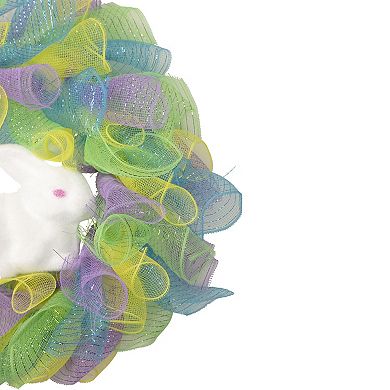 Northlight Colorful Mesh Ribbon Easter Bunny Wreath
