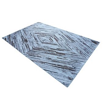 Walk on Me Faux Cowhide Digital Printed Patchwork Supra Vortex Contemporary Indoor Area Rug